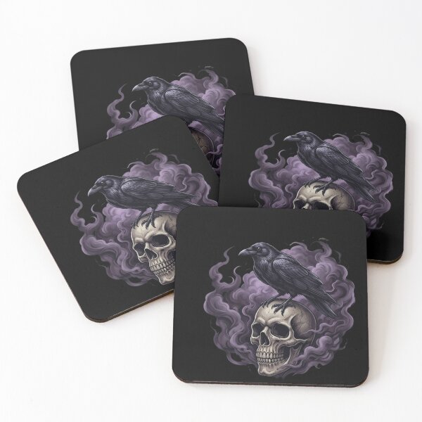 Item preview, Raven on Skull: Mystic Purple Smoke and Gothic Omen designed and sold by SipWithStyleArt.