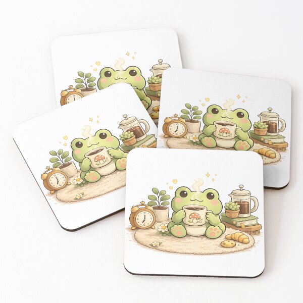 Item preview, Mimo's Morning Coffee | Cute Frog Coffee Sticker designed and sold by Maystro-design.