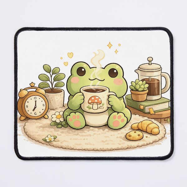 Item preview, Mimo's Morning Coffee | Cute Frog Coffee Sticker designed and sold by Maystro-design.