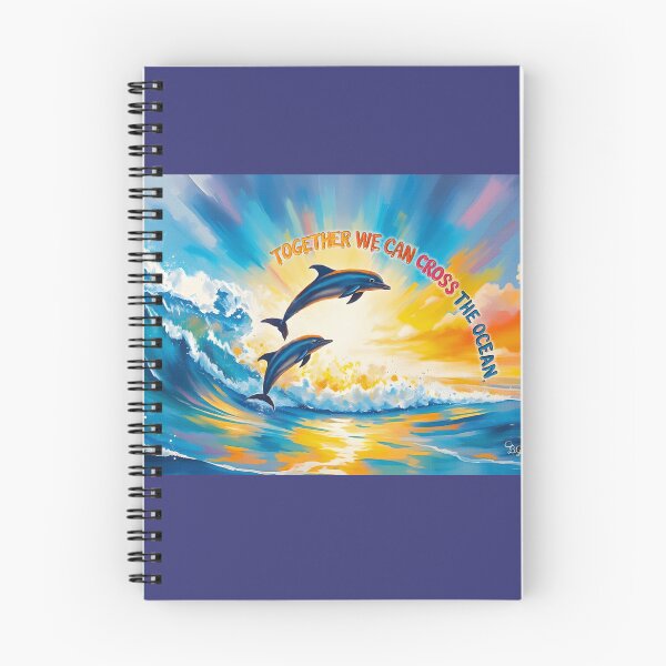 Item preview, TOGETHER WE CAN CROSS THE OCEAN - Beautiful Empowering Strength Painting - Dolphins   designed and sold by Greenwald Gallery.