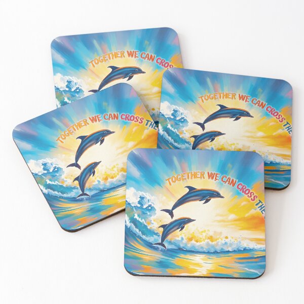 Item preview, TOGETHER WE CAN CROSS THE OCEAN - Beautiful Empowering Strength Painting - Dolphins   designed and sold by Greenwald Gallery.