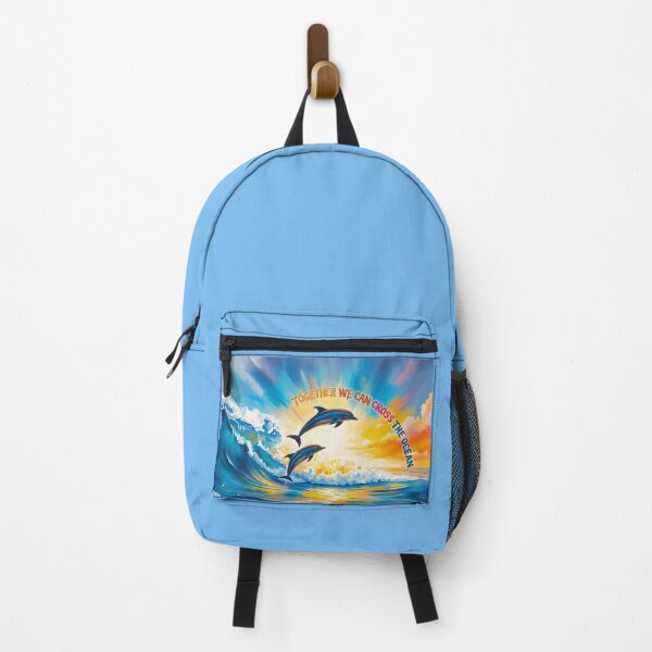 Item preview, TOGETHER WE CAN CROSS THE OCEAN - Beautiful Empowering Strength Painting - Dolphins   designed and sold by Greenwald Gallery.
