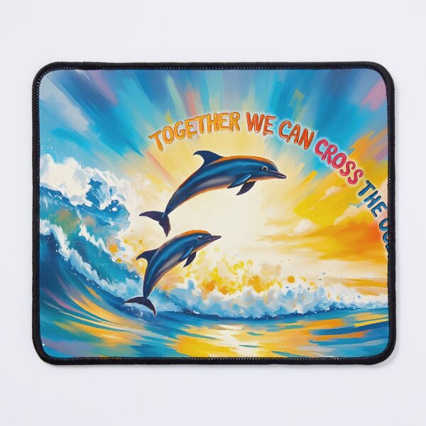 Item preview, TOGETHER WE CAN CROSS THE OCEAN - Beautiful Empowering Strength Painting - Dolphins   designed and sold by Greenwald Gallery.