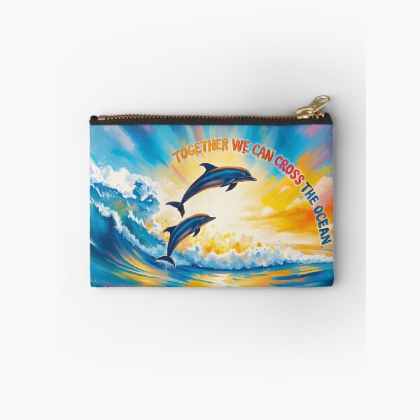 Item preview, TOGETHER WE CAN CROSS THE OCEAN - Beautiful Empowering Strength Painting - Dolphins   designed and sold by Greenwald Gallery.