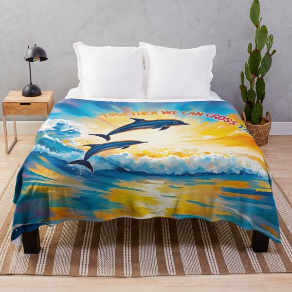 Item preview, TOGETHER WE CAN CROSS THE OCEAN - Beautiful Empowering Strength Painting - Dolphins designed and sold by Greenwald Gallery.