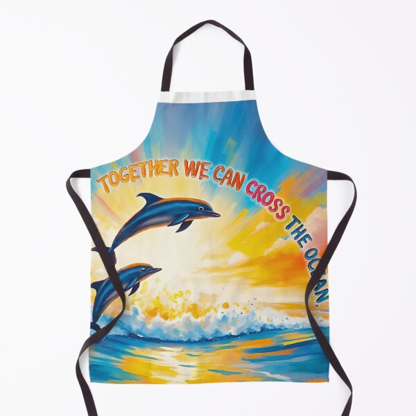 Item preview, TOGETHER WE CAN CROSS THE OCEAN - Beautiful Empowering Strength Painting - Dolphins designed and sold by Greenwald Gallery.