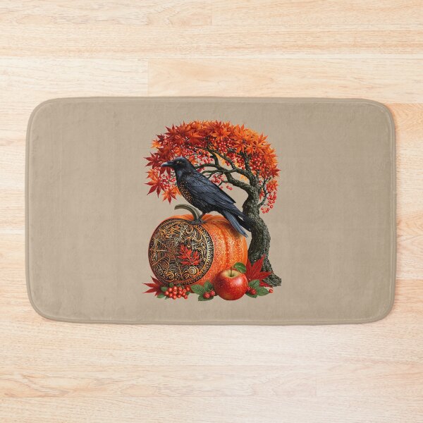 Item preview, Halloween Raven on Ornate Pumpkin designed and sold by MythicMood.