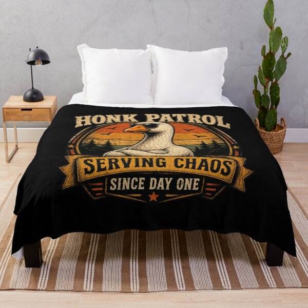Item preview, Honk Patrol Serving Chaos Since Day One Vintage Goose Meme Artwork designed and sold by JustCrafted.