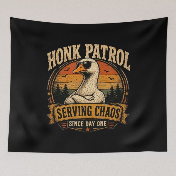 Item preview, Honk Patrol Serving Chaos Since Day One Vintage Goose Meme Artwork designed and sold by JustCrafted.