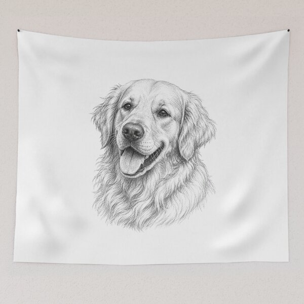Item preview, Hand-Drawn Golden Retriever Fine Art designed and sold by Piising.