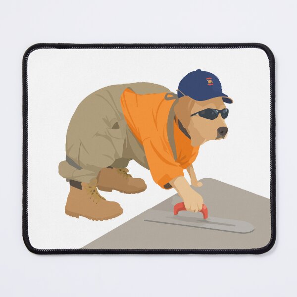 Item preview, Construction Labrador Dog with Sunglasses Smoothing Concrete Meme Illustration designed and sold by PrintondemArt.