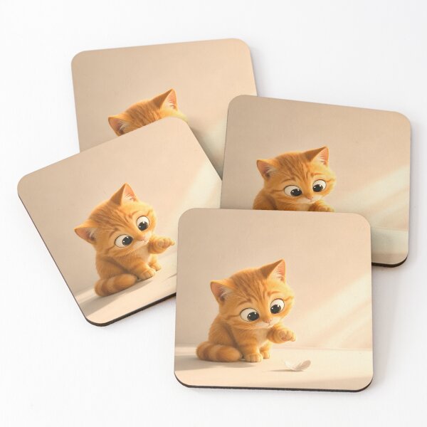 Item preview, Tiny Wonder – Curious Orange Kitten and a Feather designed and sold by bauschberts.