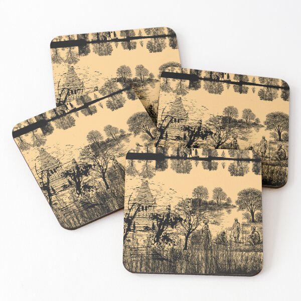 Item preview, Vintage Sepia Landscape with Temple and Trees designed and sold by priyusterminal.
