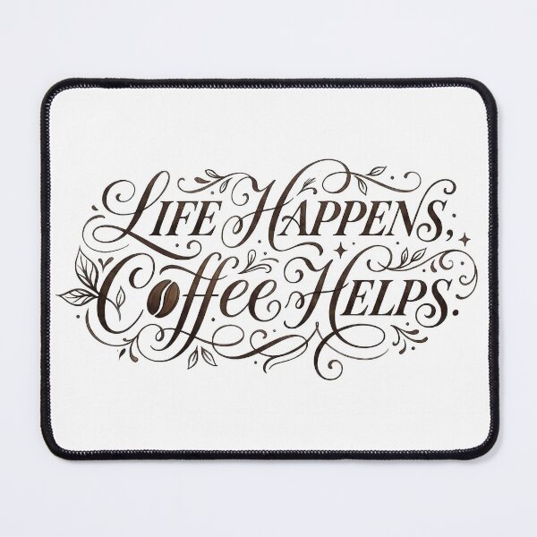 Item preview, Life Happens Coffee Helps - Elegant Calligraphy Coffee Quote designed and sold by ResonateUK.