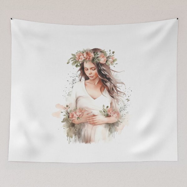 Item preview, Maternity Floral Watercolor Illustration Expected Mother Gift designed and sold by Krasnovaovaova.