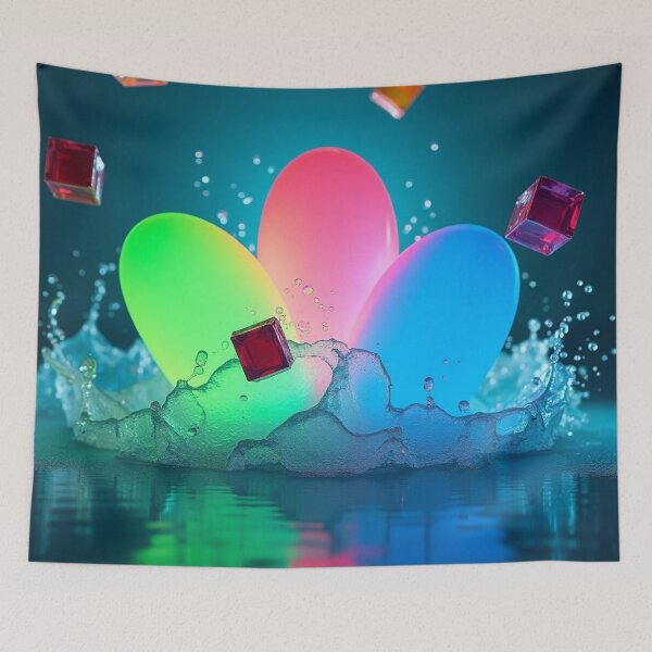 Item preview, Glowing Neon Abstract Eggs with Water Splash. designed and sold by fbtrisha.