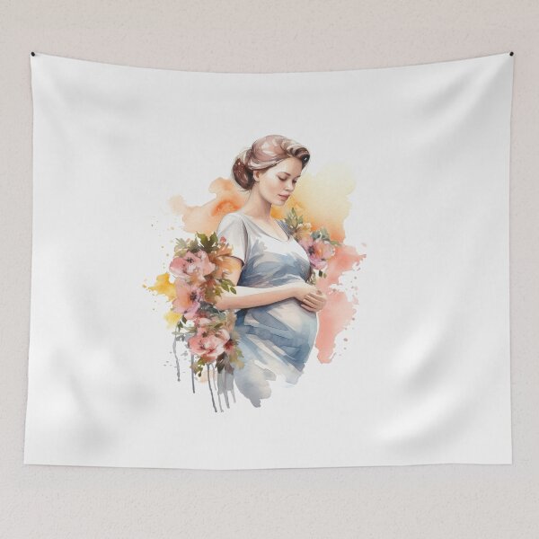 Item preview, Blooming Motherhood Watercolor Art Autumn Floral Pregnancy designed and sold by Krasnovaovaova.