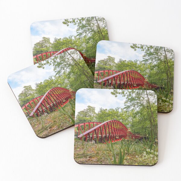Item preview, Bruges, Belgium - Low Angle of Red Bargebrug Amidst Lush Greenery designed and sold by jrtwynam.