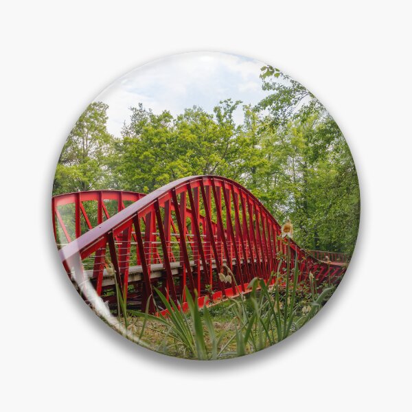 Item preview, Bruges, Belgium - Low Angle of Red Bargebrug Amidst Lush Greenery designed and sold by jrtwynam.