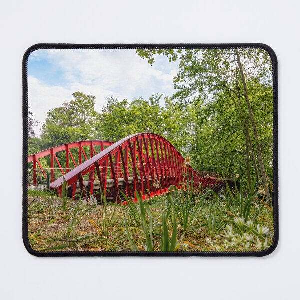 Item preview, Bruges, Belgium - Low Angle of Red Bargebrug Amidst Lush Greenery designed and sold by jrtwynam.
