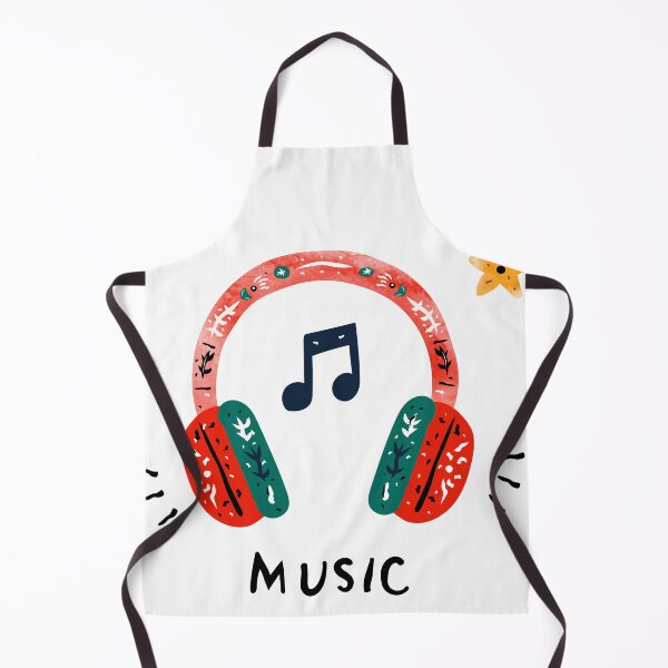 Item preview, Cute hand made paper cut collage illustration of Folk Art headphones with a musical note designed and sold by maewjpho.