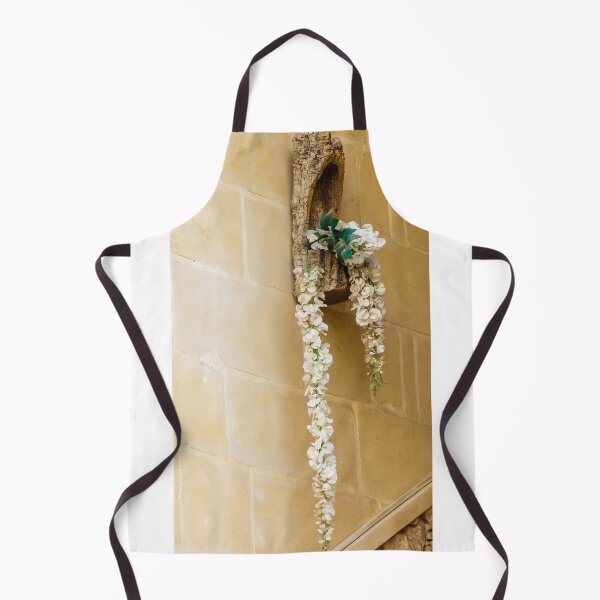 Item preview, Rustic White Floral Garland Hanging From Bark Holder on Stone Wall Interior Decoration designed and sold by Nmallia.