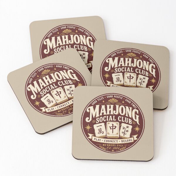 Item preview, mahjong social club - mahjong player - mahjong tiles - tile game - tile rack - game night - tabletop games - strategy game - cozy game - tea and tiles - clever strategy - mahjong club - social games designed and sold by JansenGS.