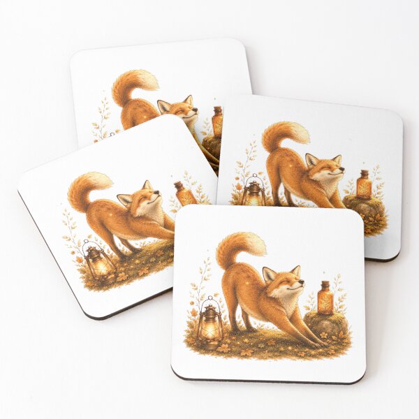 Item preview, Morning Stretch Vintage Fox Golden Hour Woodland designed and sold by AQUILAKREO.