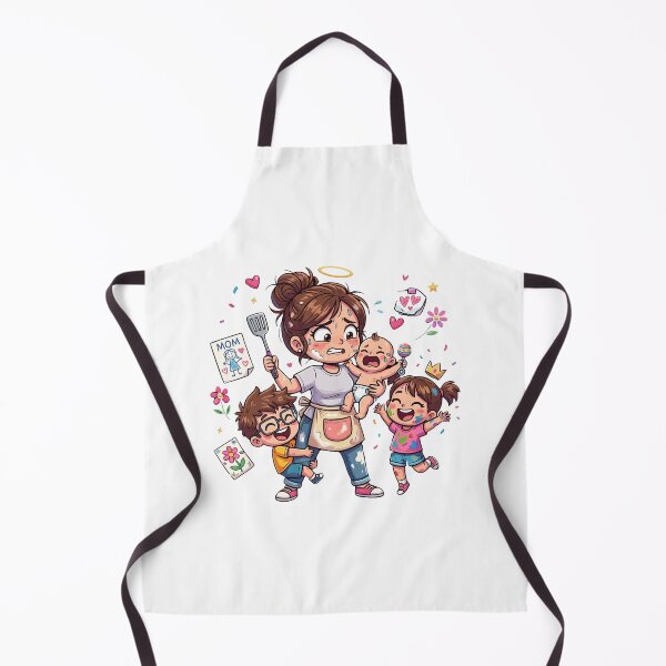 Item preview, Funny Overwhelmed Mom Cartoon Cooking Juggling Kids Graphic designed and sold by Krasnovaovaova.