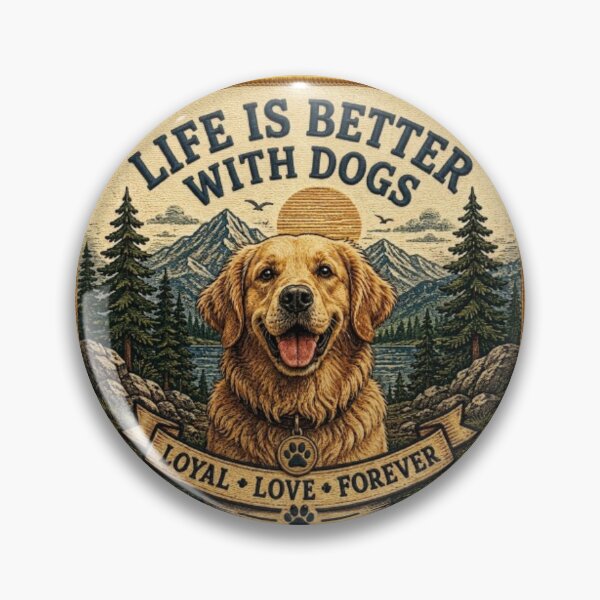 Item preview, Life Is Better With Dogs | Golden Retriever Vintage Patch designed and sold by Salma.Store.