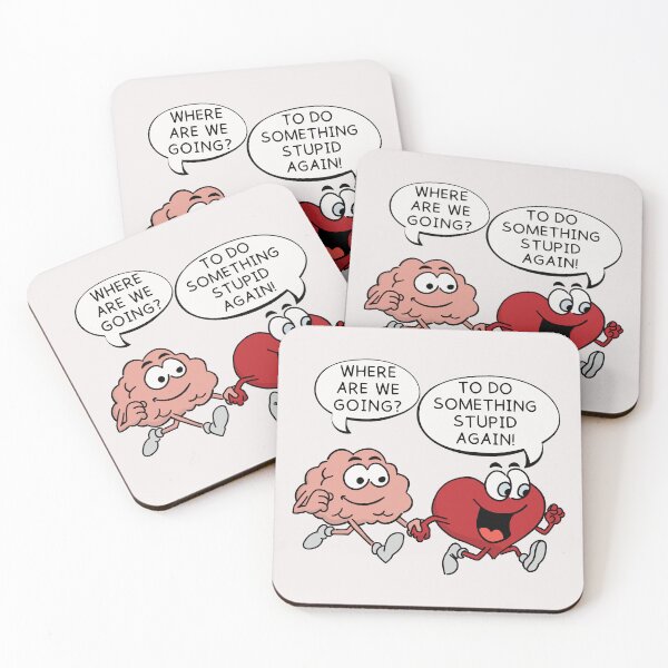 Item preview, Funny Heart and Brain Cartoon, Heart vs Brain, Bad Decisions, Cute Relationship Humor designed and sold by Teedefy.