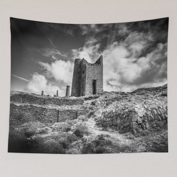 Item preview, Wheal Coates Engine House in Black and White, St Agnes, Cornwall, UK designed and sold by Paul Thompson Photography.