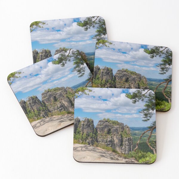 Item preview, Schrammsteine rock formations and the Falkenstein in the Saxon Switzerland National Park designed and sold by Marc Alexander Kunze.