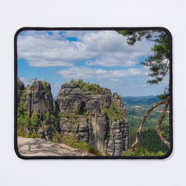 Item preview, Schrammsteine rock formations and the Falkenstein in the Saxon Switzerland National Park designed and sold by Marc Alexander Kunze.