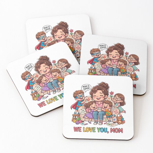Item preview, We Love You Mom Cute Family Sofa Celebration Art designed and sold by Krasnovaovaova.