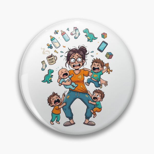 Item preview, Super Tired Mom Chaos Multitasking Motherhood Humor Cartoon designed and sold by Krasnovaovaova.