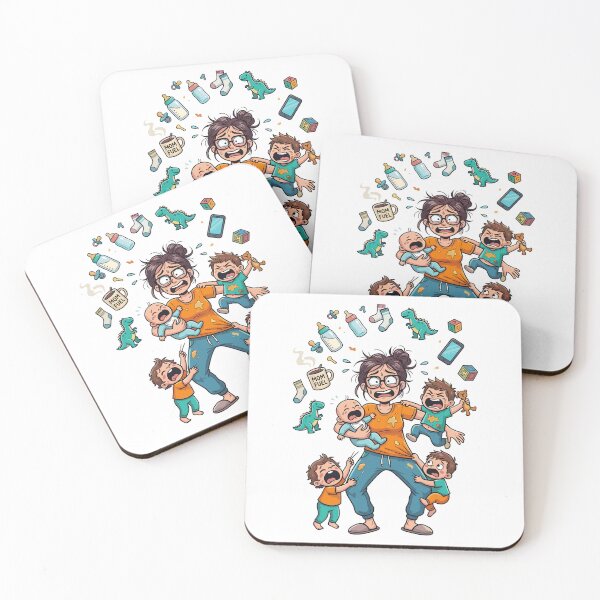 Item preview, Super Tired Mom Chaos Multitasking Motherhood Humor Cartoon designed and sold by Krasnovaovaova.