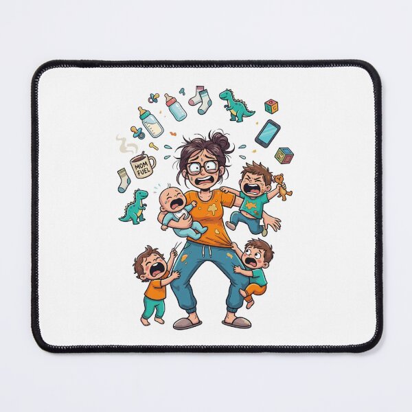 Item preview, Super Tired Mom Chaos Multitasking Motherhood Humor Cartoon designed and sold by Krasnovaovaova.