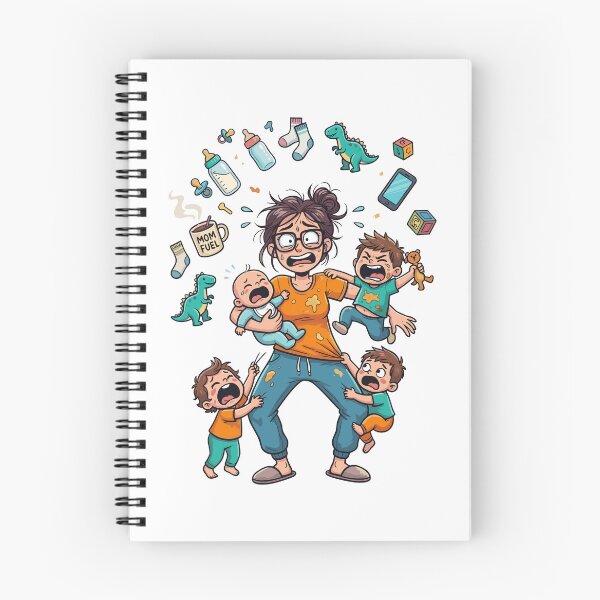 Item preview, Super Tired Mom Chaos Multitasking Motherhood Humor Cartoon designed and sold by Krasnovaovaova.