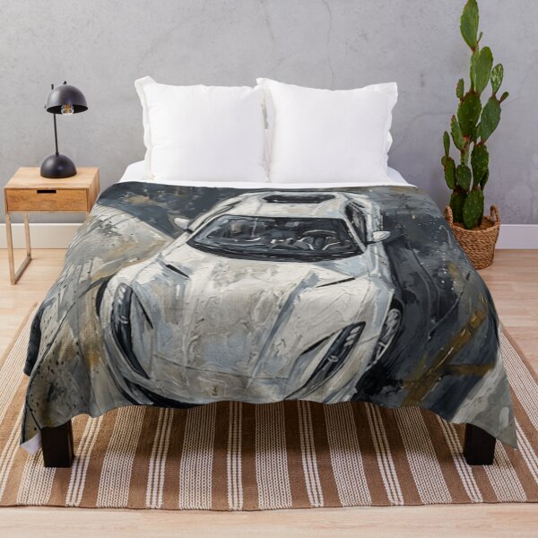 Item preview, White Exotic Supercar Abstract Oil Painting | Modern Automotive Wall Art designed and sold by Iceberg Comic Book Lounge.