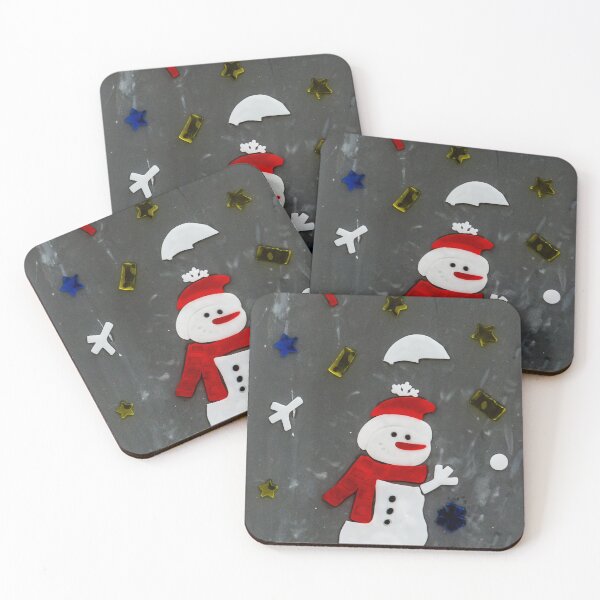 Item preview, Festive Snowman Window Sticker Craft With Santa Hat And Scarf On Chalkboard Background designed and sold by Nmallia.