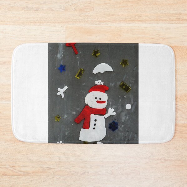 Item preview, Festive Snowman Window Sticker Craft With Santa Hat And Scarf On Chalkboard Background designed and sold by Nmallia.
