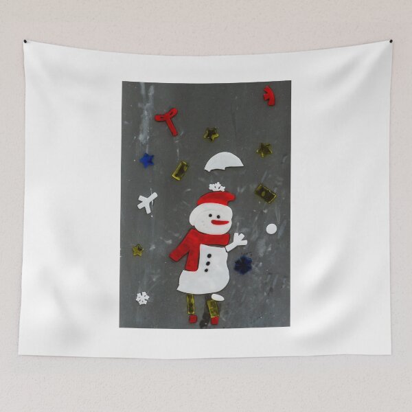 Item preview, Festive Snowman Window Sticker Craft With Santa Hat And Scarf On Chalkboard Background designed and sold by Nmallia.