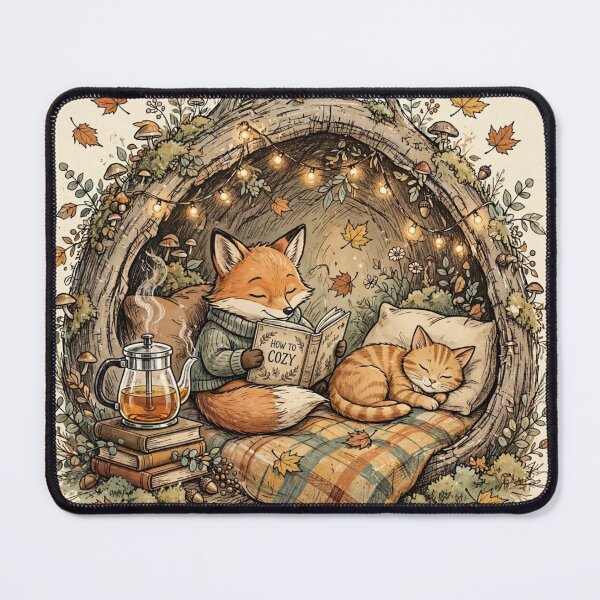 Item preview, Cozy Fox Reading How To Cozy Vintage Autumn Cottagecore Throw with Orange Cat and French Press designed and sold by Yellowriversss.
