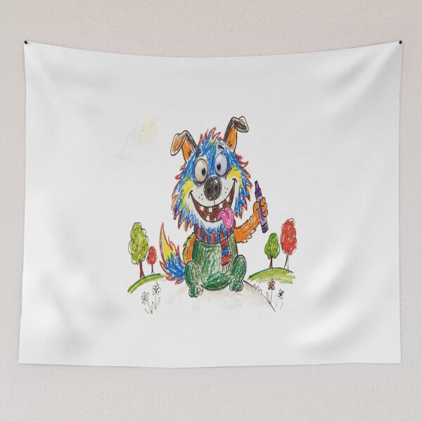 Item preview, Funny Crayon Wolf Kid's Drawing | Cute Naive Art Print designed and sold by Nakrisa.