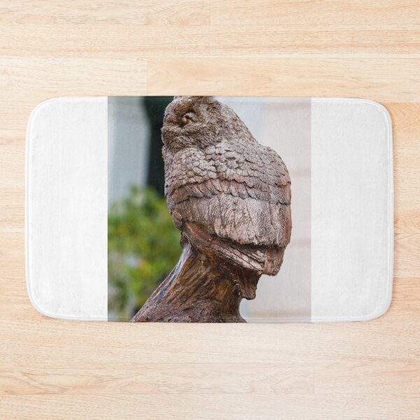 Item preview, Carved Wooden Owl Sculpture Bust With Detailed Feathers and Rustic Outdoor Decorative Art designed and sold by Nmallia.