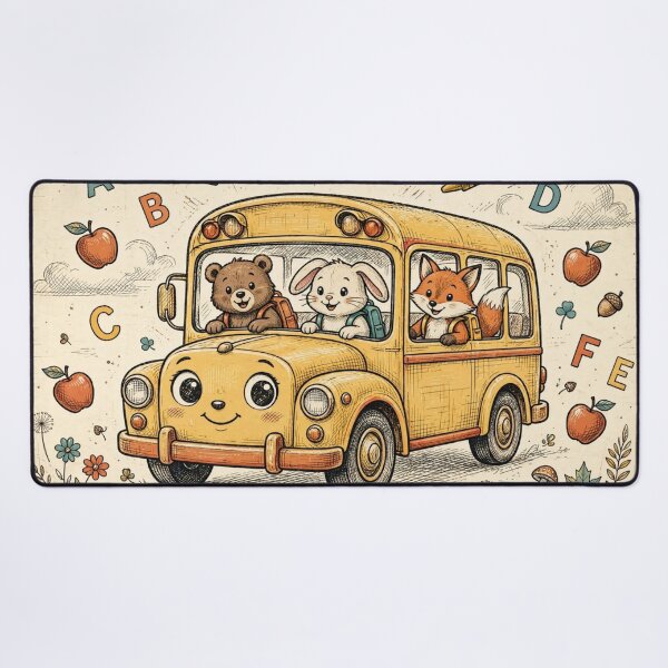 Item preview, Retro First Day of Kindergarten School Bus Vintage Animal Friends designed and sold by Yellowriversss.