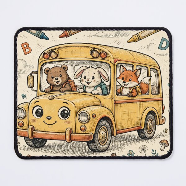 Item preview, Retro First Day of Kindergarten School Bus Vintage Animal Friends designed and sold by Yellowriversss.