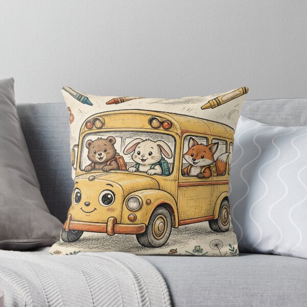 Item preview, Retro First Day of Kindergarten School Bus Vintage Animal Friends designed and sold by Yellowriversss.