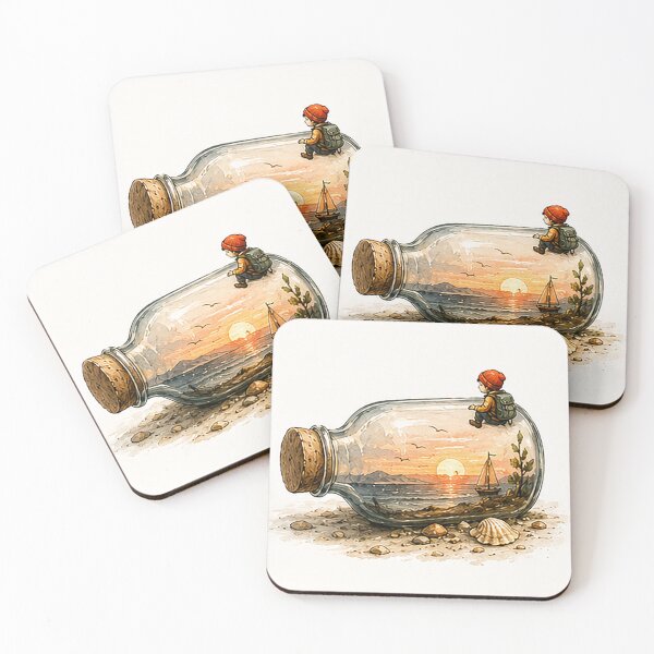 Item preview, Tiny Explorer Watching a Sunset Inside a Bottle designed and sold by Sara-Ai.